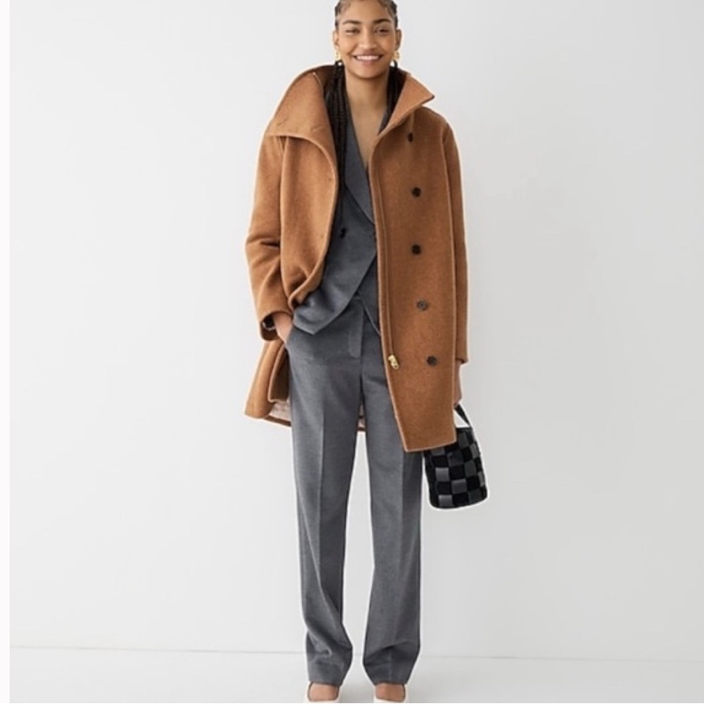 NWT JCREW  Womens sz 2  Italian Stadium Cloth Wool Jacket in Heather camel